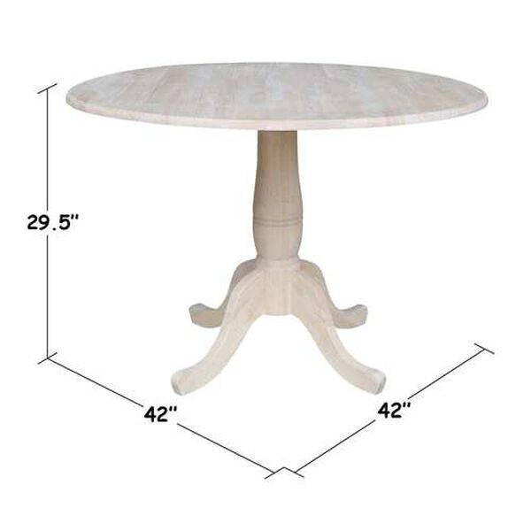 Gray and Beige 30-Inch Round Dual Drop Leaf Pedestal Table, image 5