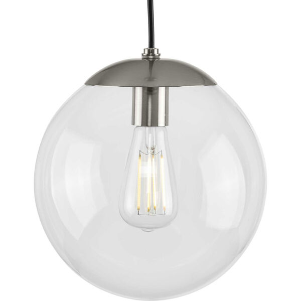 P500310-009: Atwell Brushed Nickel One-Light Pendant with Clear Glass, image 1