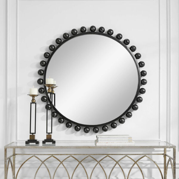 Cyra Black Round Mirror, image 3