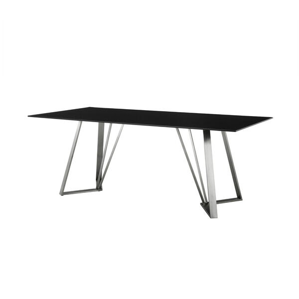 Cressida Black Brushed Stainless Steel Dining Table, image 1