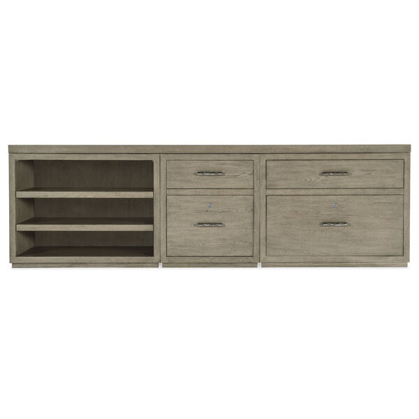 Linville Falls Smoked Gray 96-Inch Credenza with File, Lateral File and Open Desk Cabinet, image 4