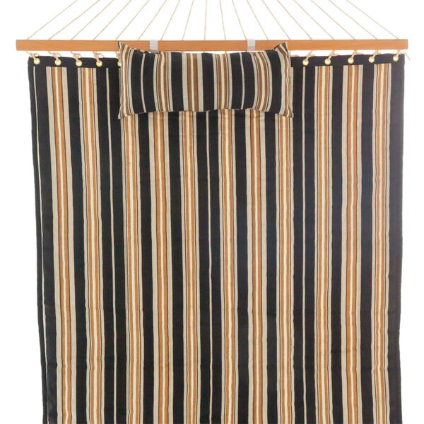 Black and Brown Quilted Hammock with Pillow and Stand, image 3
