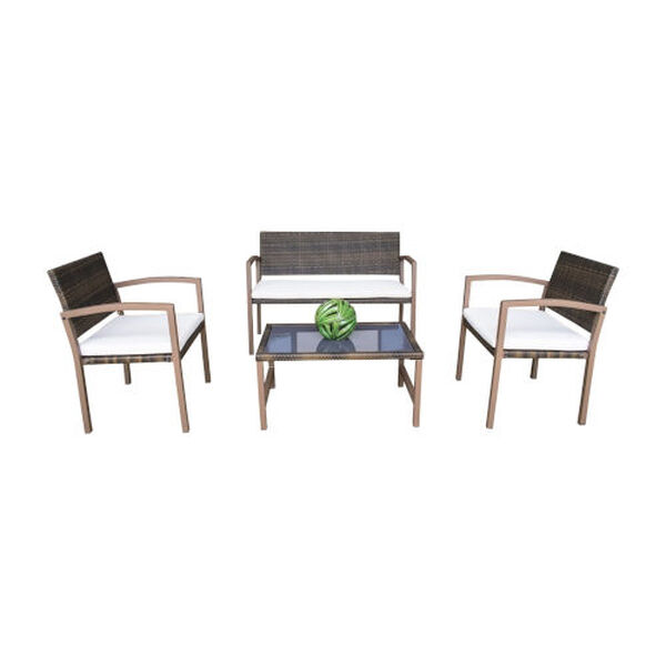 Andros Four-Piece Patio Settee with Cabana Regatta Cushions, image 5