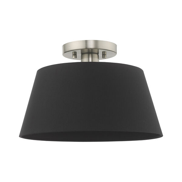 Belclaire Brushed Nickel 13-Inch One-Light Ceiling Mount with Hand Crafted Black Hardback Shade, image 2