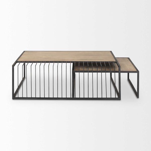 Miles Black Metal With Light Wood Nesting Coffee Tables (Set of 2), image 2
