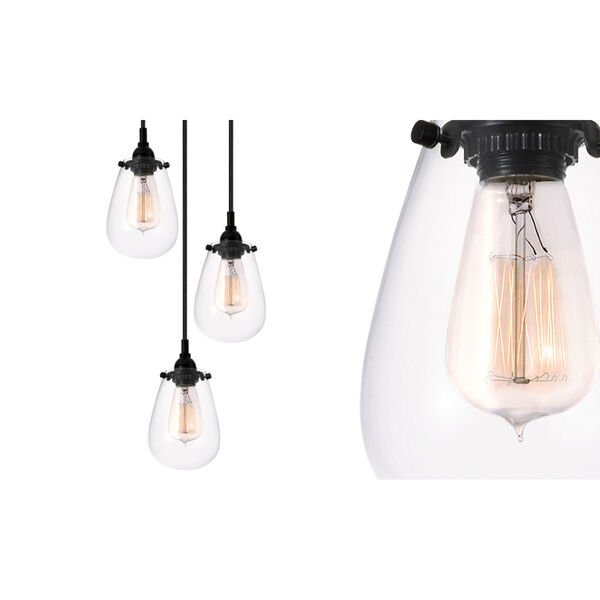 Chelsea Three-Light - Satin Black with Clear Glass - Pendant, image 3
