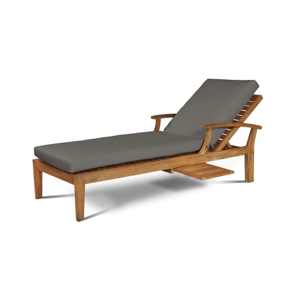 Delano Natural Teak Outdoor Reclining Sunlounger with Sunbrella Charcoal Cushion, image 1