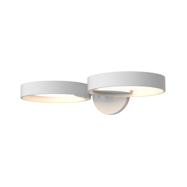 Light Guide Ring Satin White Double LED Wall Sconce with Satin White Interior Shade, image 1