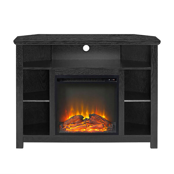 44-inch Wood Corner Highboy Fireplace TV Stand - Black, image 3