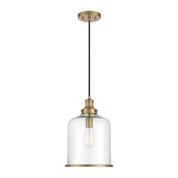 Lowry Natural Brass 10-Inch One-Light Pendant with Clear Glass, image 1