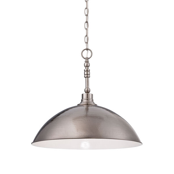 Timarron Antique Nickel One-Light Pendant with Hammered Metal Shade, image 1