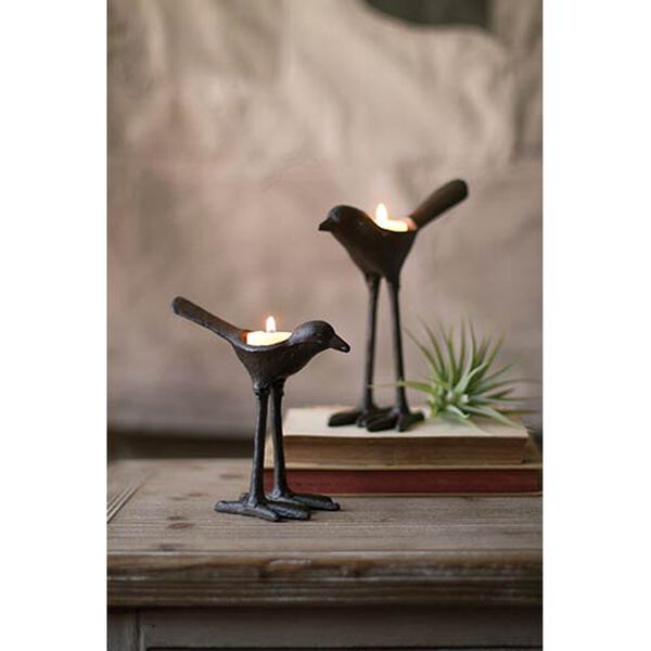 Cast Iron Bird Tea Light Holders, Set of 2, image 1