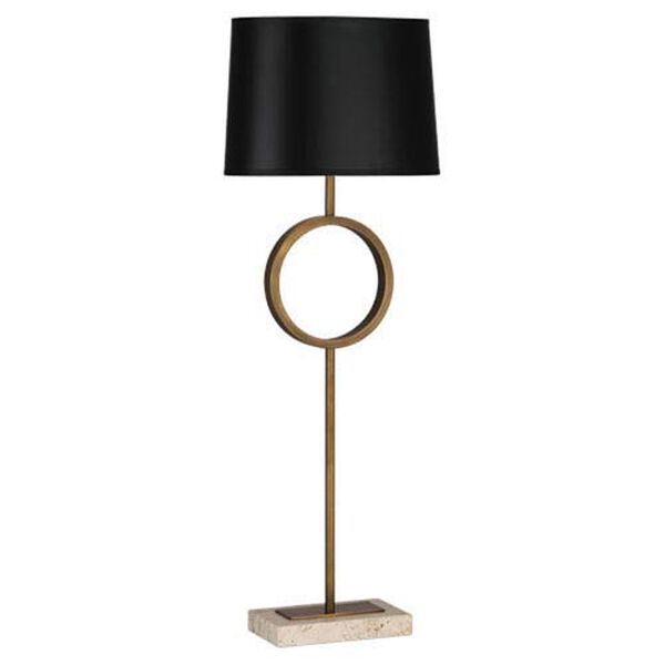 Delancey Aged Brass One-Light Table Lamp with Black Shade, image 1