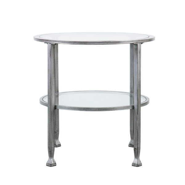 Silver Jaymes Metal and Glass Round End Table, image 3