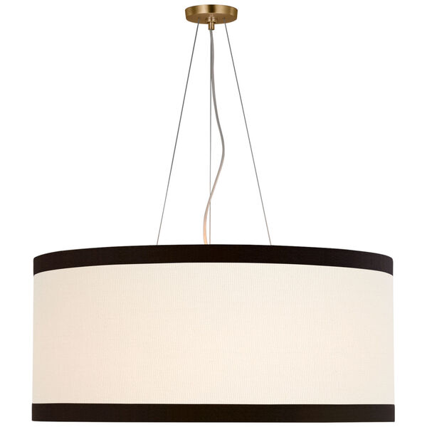 Walker Large Hanging Shade in Gild with Cream Linen Shade with Black Linen Trim by kate spade new york, image 1