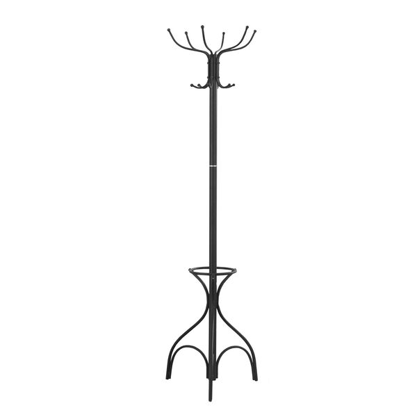 Coat Rack - 70H / Black Metal with an Umbrella Holder, image 2