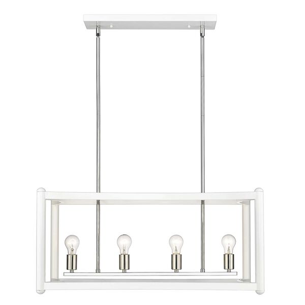 Coyle White with Polished Nickel Cluster Eight-Light Pendant, image 1