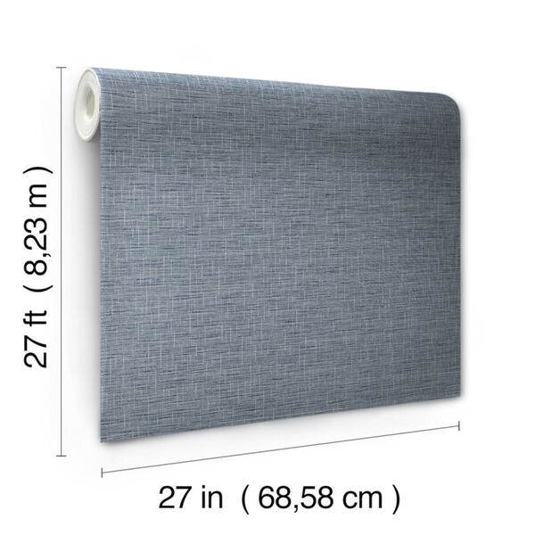 Simply Farmhouse Navy Silk Linen Weave Wallpaper - (Open Box), image 3