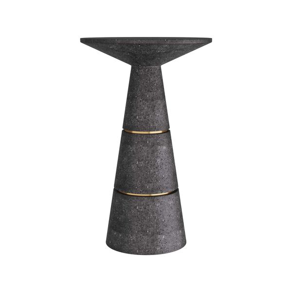 Verwall Charcoal Glass Stone Antique Brass Accent Table, image 1