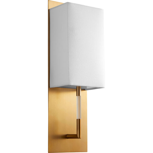 Epoch Aged Brass One-Light LED Wall Sconce with White Cotton Shade, image 1