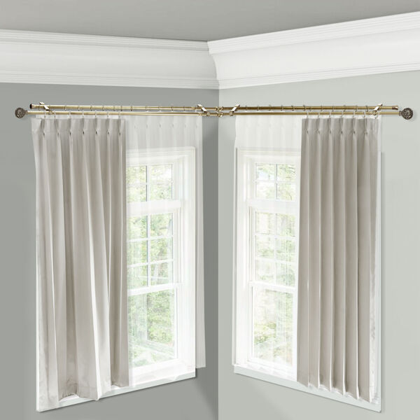 Leanette Antique Brass 48-Inch Corner Window Double Curtain Rod, image 2
