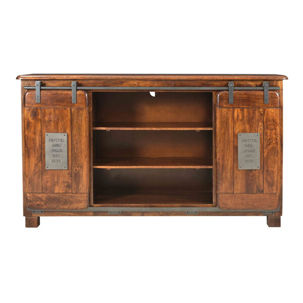 Brown Two Sliding-Door Eight-Drawer Cabinet, image 3