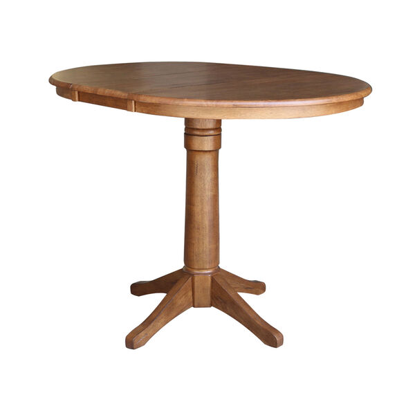 Distressed Oak 36-Inch Round Top Pedestal Table, image 2