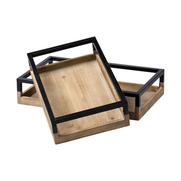 Ross Natural and Black Nesting Tray, Set of 2, image 1