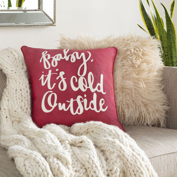 Holiday Dark Red 18-Inch Baby Its Cold Outside Throw Pillow, image 2