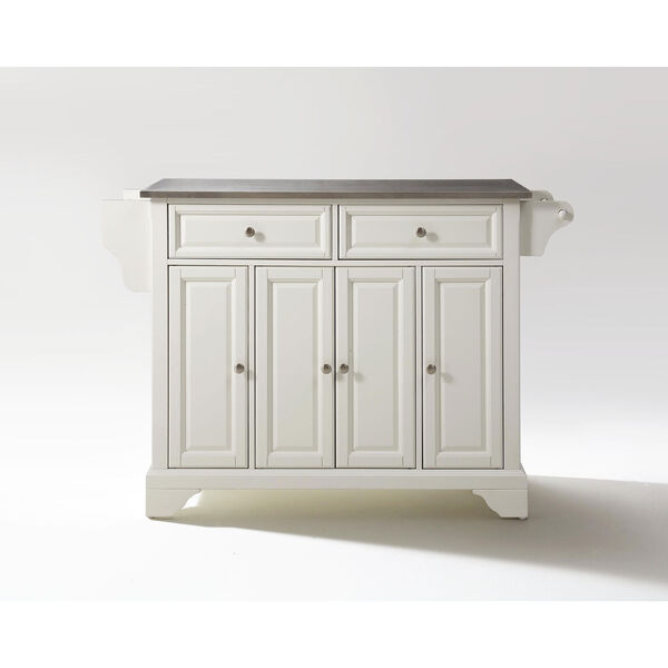 LaFayette Stainless Steel Top Kitchen Island in White Finish, image 1