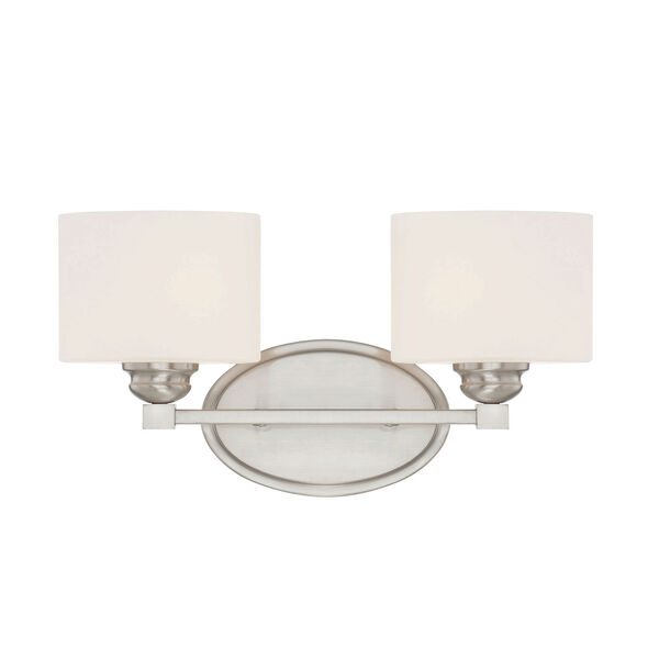 Evelyn Satin Nickel Two-Light Bath Sconce, image 1