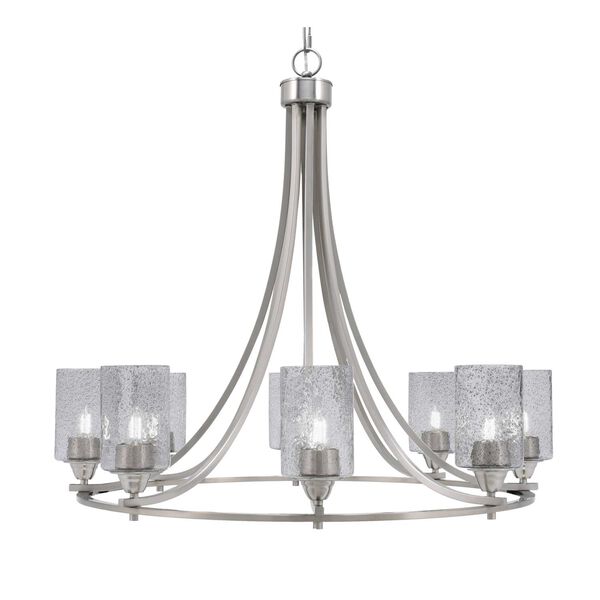 Paramount Brushed Nickel Eight-Light Chandelier with Smoke Cylinder Bubble Glass, image 1