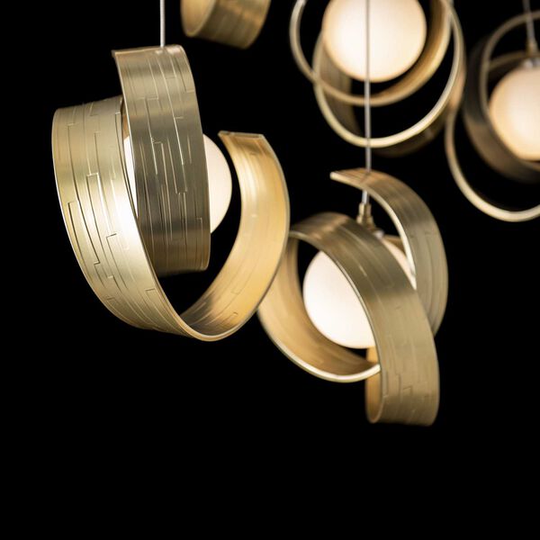 Riza Modern Brass 10-Light Pendant with Opal Glass, image 6