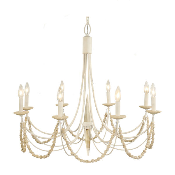 Brentwood Country White Eight-Light Chandelier, image 1
