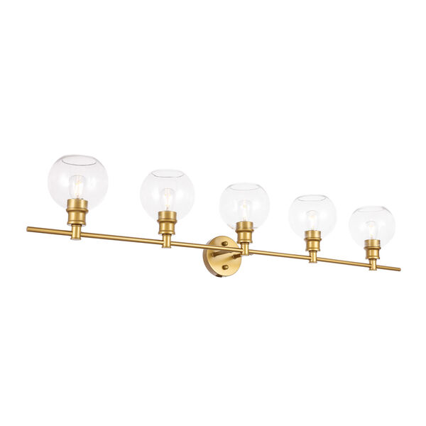Collier Brass Five-Light Bath Vanity with Clear Glass, image 6