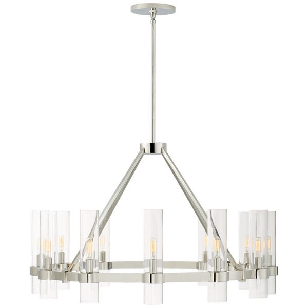 Presidio Medium Chandelier in Polished Nickel with Clear Glass by Ian K. Fowler, image 1