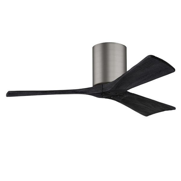Irene-3H Brushed Pewter 42-Inch Flush Mount Ceiling Fan with Matte Black Blades, image 1