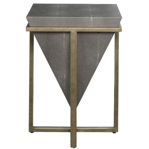 Bertrand Gray and Aged Gold Shagreen Accent Table, image 2