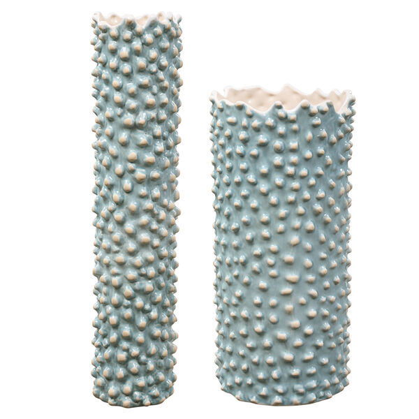 Ciji Aqua Ceramic Vases, Set of 2, image 1