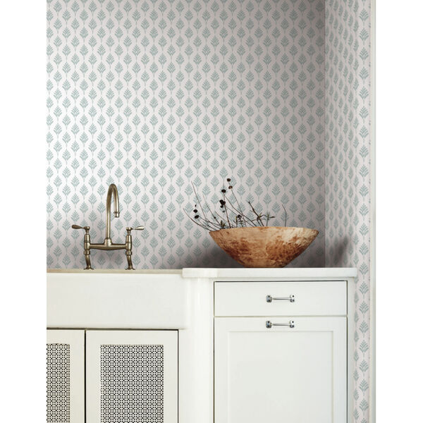 Waters Edge Light Gray French Scallop Pre Pasted Wallpaper, image 1