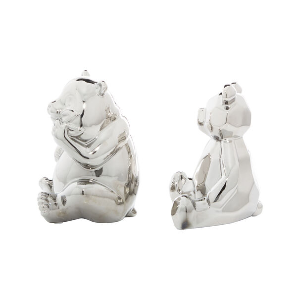 Silver Ceramic Teddy Bear Sculpture, Set of 2, image 4