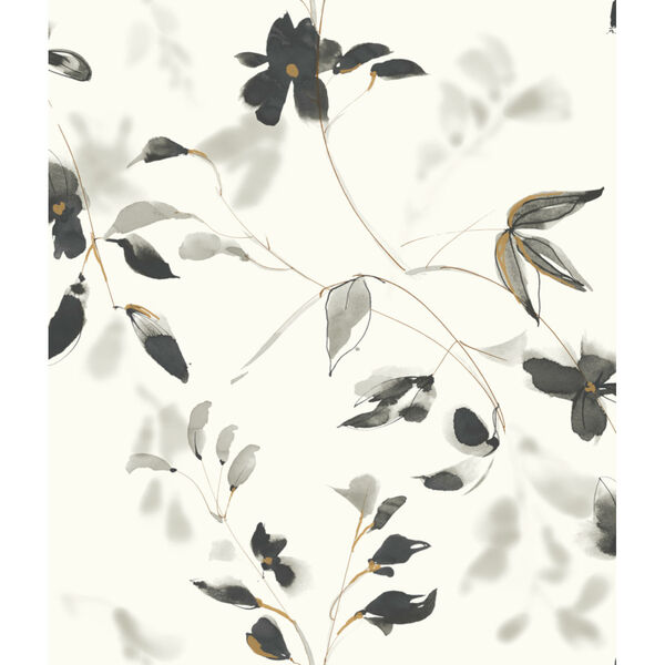 Simply Candice Black Linden Flower Peel and Stick Wallpaper, image 2