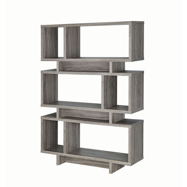 Weathered Grey Three-Tier Open Bookcase, image 2