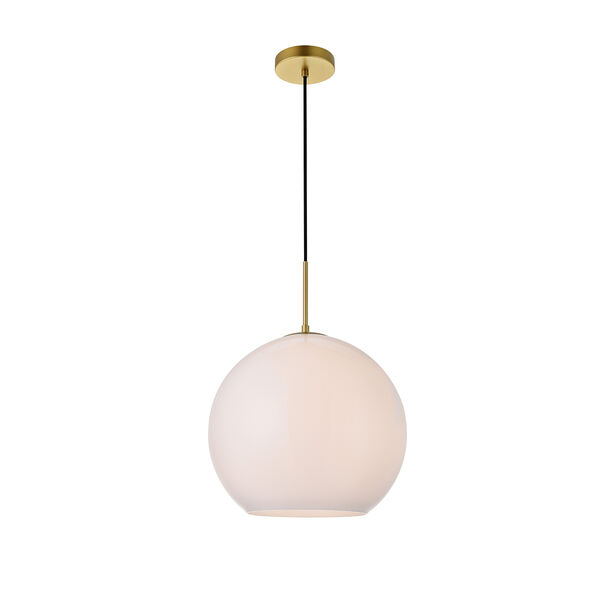 Baxter Brass and Frosted White 13-Inch One-Light Pendant, image 3