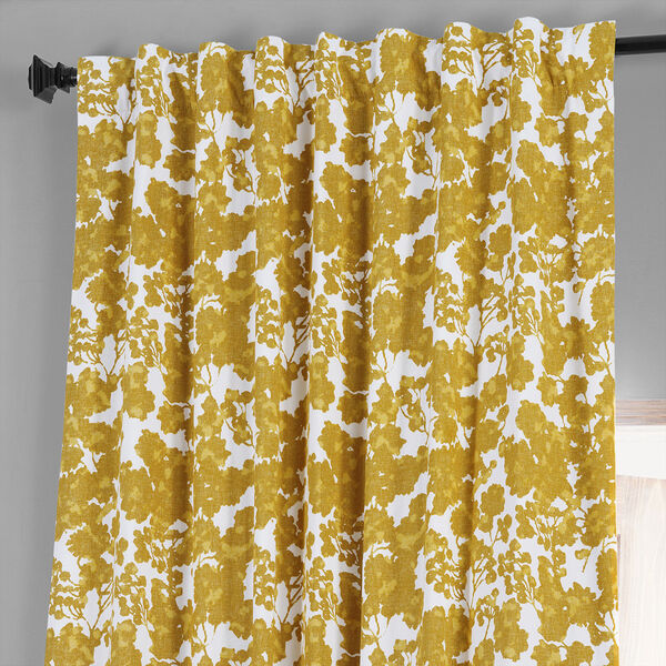 Fleur Gold Printed Cotton Blackout Single Panel Curtain, image 4