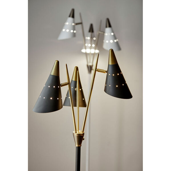 Nadine Black and Antique Brass Three-Light  Floor Lamp, image 3