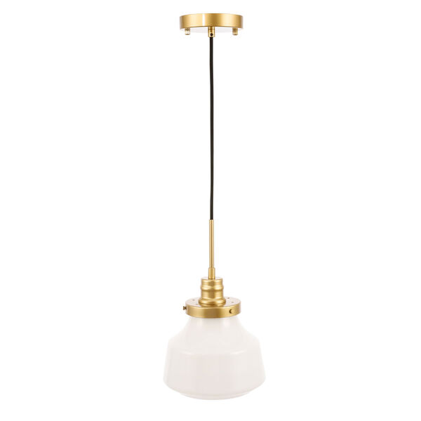 Lyle Brass Eight-Inch One-Light Mini Pendant with Frosted White Glass, image 3