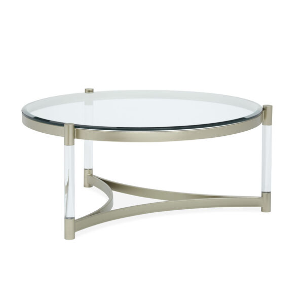 Silas Tempered Clear Glass Round Cocktail Table with Acrylic Leg, image 2