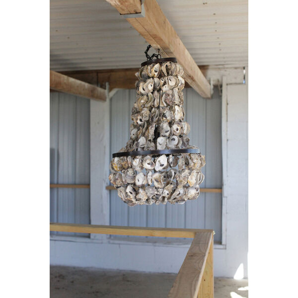 Round Oyster Shell Chandelier, image 1