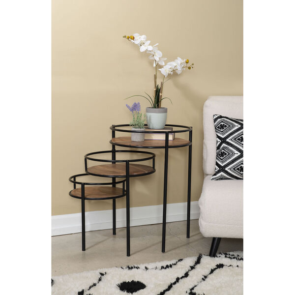 Harper Natural and Black Three Tiered Plant Stand Table, image 6